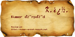 Kumer Árpád névjegykártya